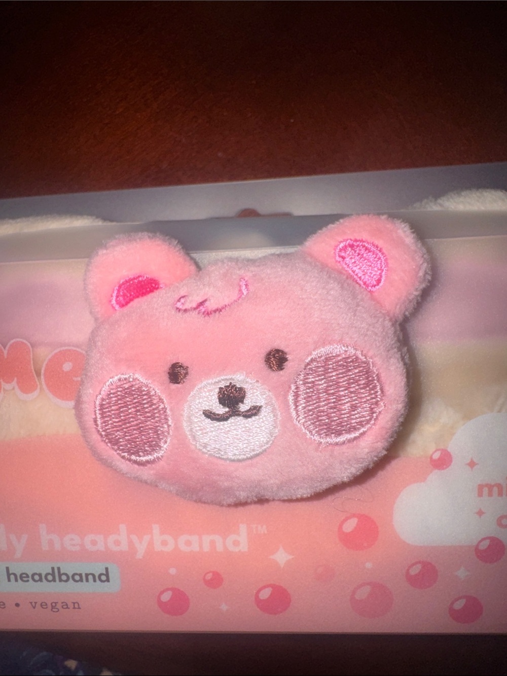 Plush Pink Teddy Spa Headband - Milk Tea Cloud - Picture 5 of 5
